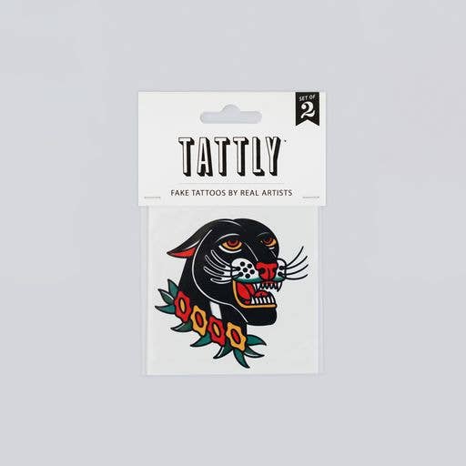 Tattly - Wholesale Temporary Tattoo - Grinning Panther Tattoo Pair