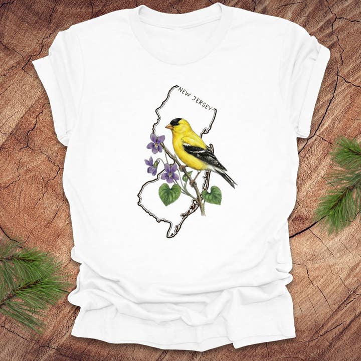 New Jersey Guldstekel och Violer T-shirt för wholesale av Wandering Owl Adventure Co.