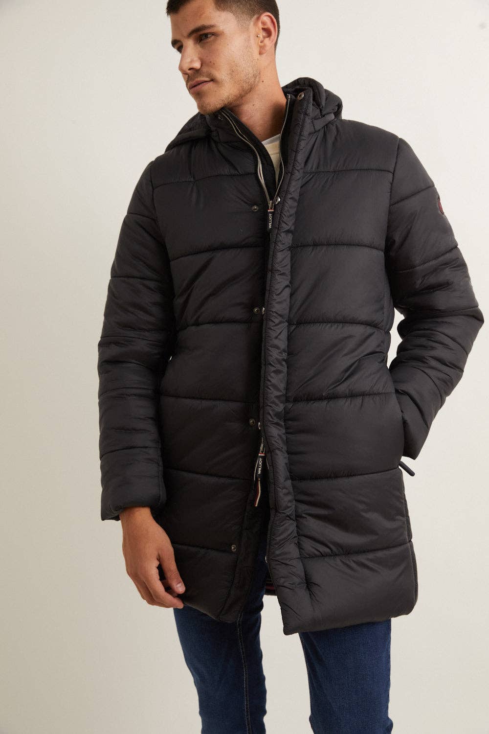 williot – Großhandel Mantel – Herren – Steppmantel mit abnehmbarer Kapuze Schwarz2