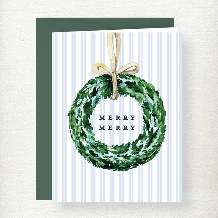 Christmas Hanging Wreath Greeting Card for wholesale by Kramer Drive