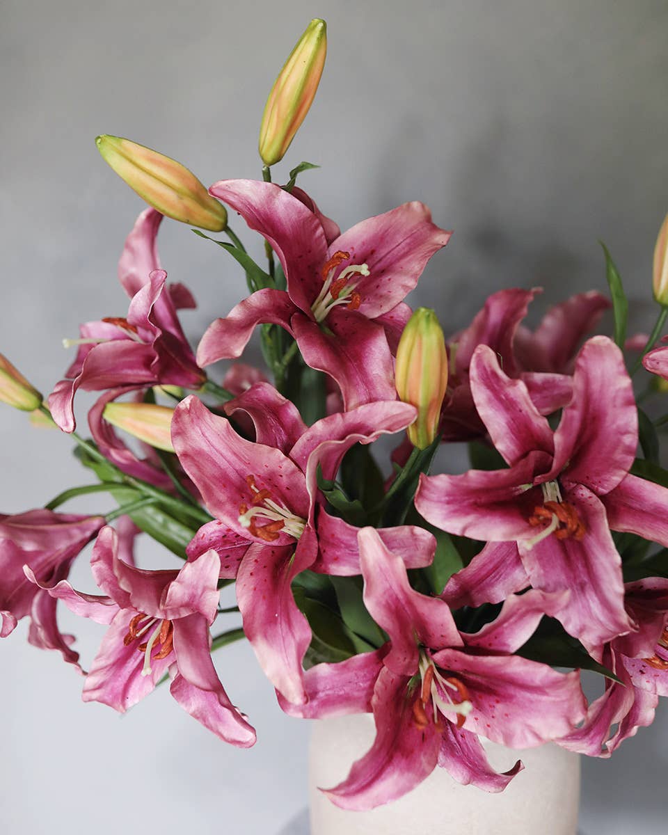 Prestige Botanicals - Wholesale Artificial Flowers - Plum Stargazer Lily 37.5"4