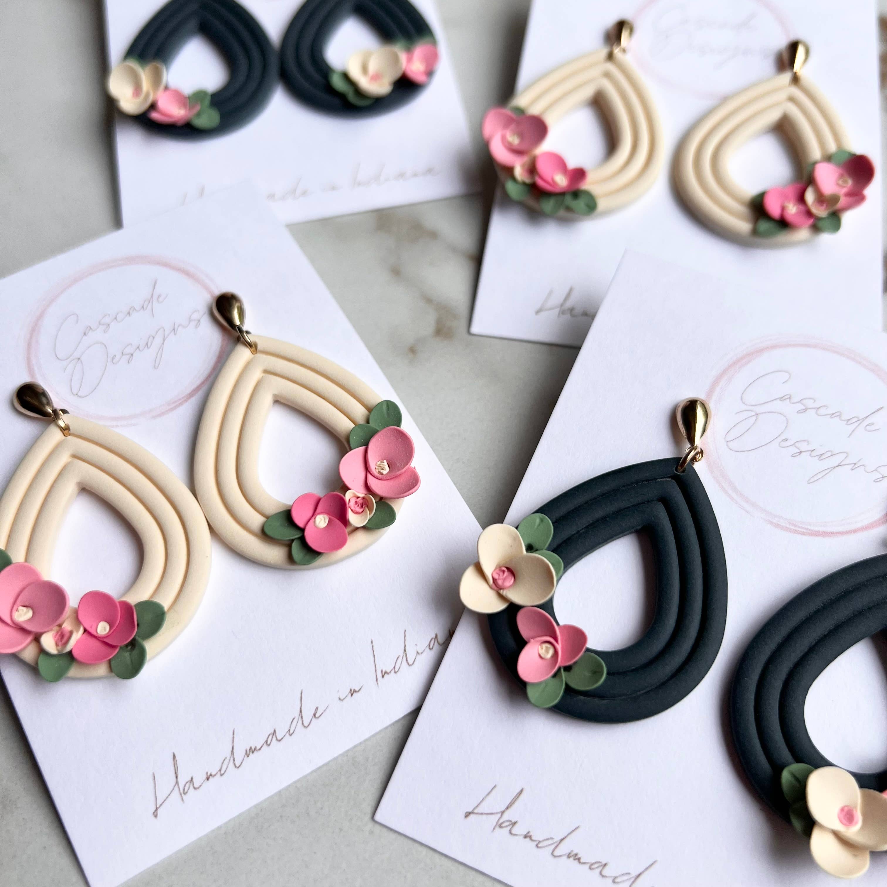 Cascade Designs - Wholesale Dangle Earrings - The Penelope | Floral Drop Clay Earrings5