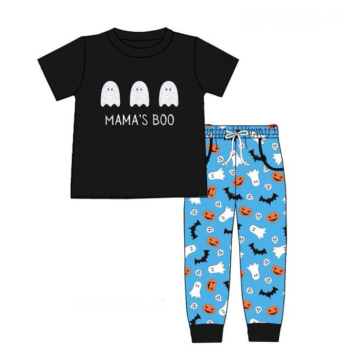Set de jogger azul con apliques Mama's Boo para venta al por mayor de Little Peas