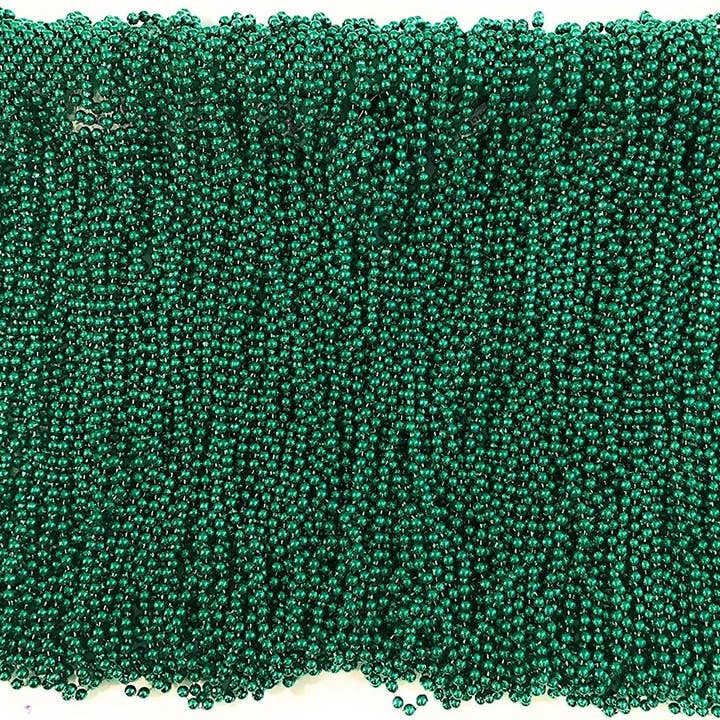 The Mardi Gras Krewe - Wholesale Party Favor - Green Mardi Gras Beads 33 inch 7mm, 10 Dozen, 120 Pieces