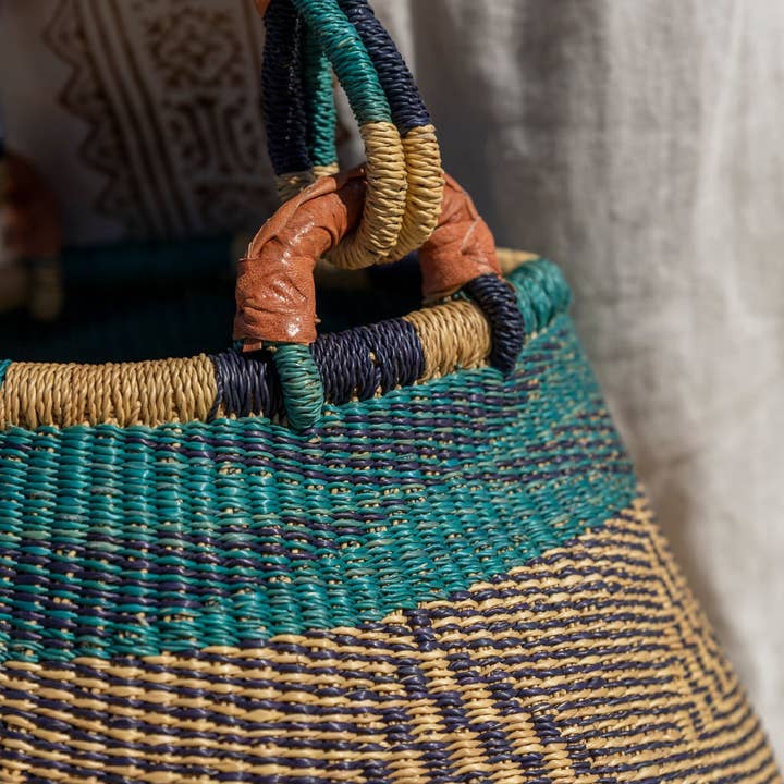 Arya Clothing - Wholesale Beach bag - Savannah Turquoise Round Basket1