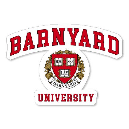 Barnyard University Sticker for wholesale by Horseplay Apparel