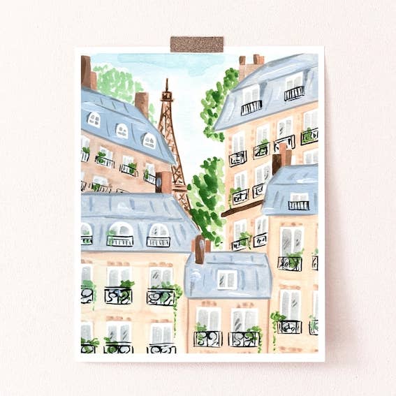 Parisiska Byggnader Konsttryck för wholesale av Sabina Fenn