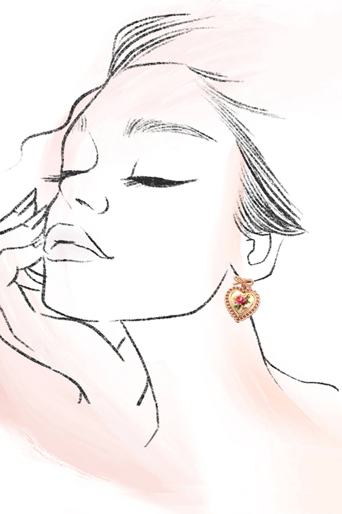 Gold ROSE KERAMIK PORZELLAN BOW DROP OHRRINGE | 80E6410 für den Großhandel auf Faire3