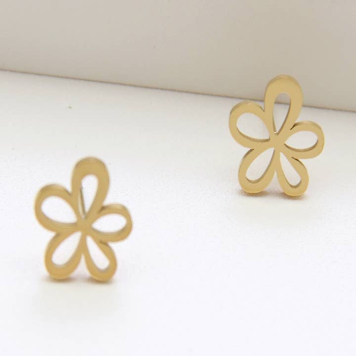dorado Pendientes de botón flor recortada de venta al por mayor en Faire0
