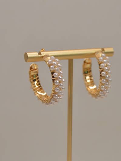 Parel omwikkelde hoepels voor wholesale door Priya Jewelry