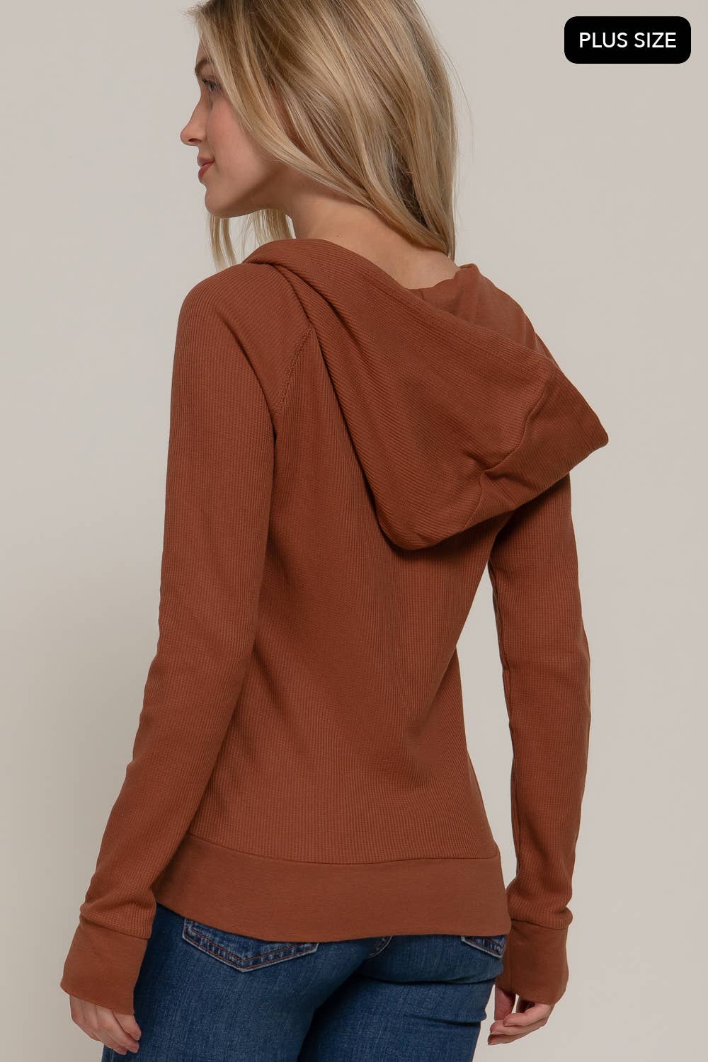 Active Basic | Active USA - Vendita all'ingrosso Felpa con cappuccio - Donna - [TAGLIA FORTE] Giacca Termica con Cappuccio a Maniche Lunghe e Tasca a Marsupio13