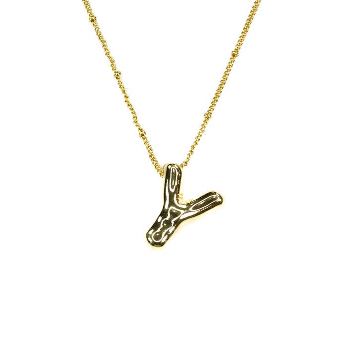 Savvy Bling - Wholesale Pendant/charm necklace - Initial Balloon Bubble Gold Necklace142