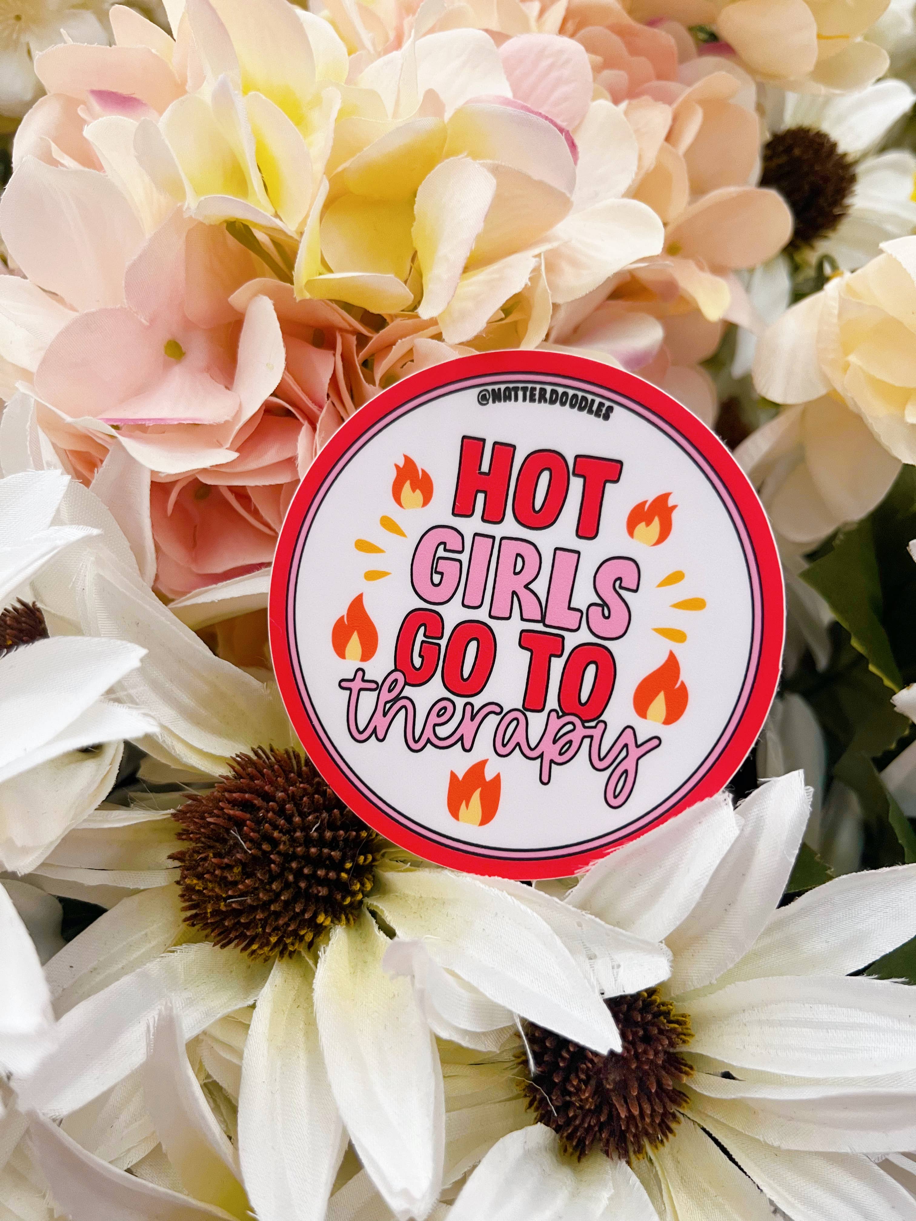 NatterDoodle - Wholesale Sticker - Hot Girls Go to Therapy Funny Mental Health Sticker2