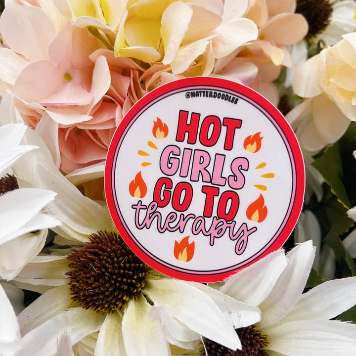 NatterDoodle - Wholesale Sticker - Hot Girls Go to Therapy Funny Mental Health Sticker2