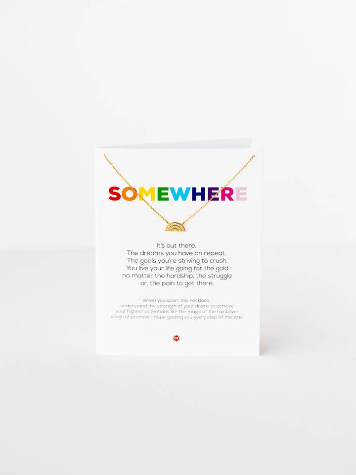 SOMEWHERE | Gold necklace with CZ rainbow pendant for wholesale by CHEEKYBOOM