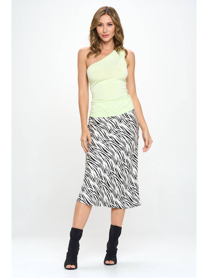 CITRON Made in USA Solid Knit One Shoulder Ruched Top for wholesale on Faire4