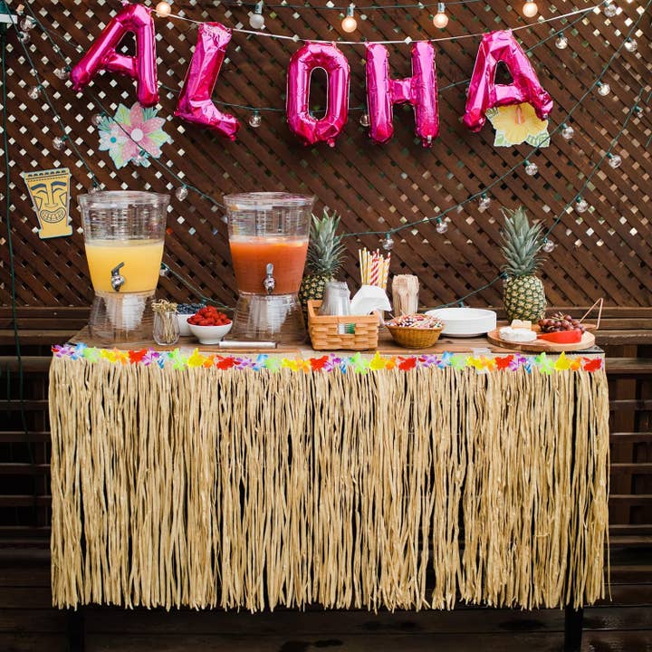 4E's Novelty - Wholesale Decal - Party Decorations - 4E's Novelty 9ft Luau Grass Table Skirt, 2 Pack – Hawaiian Party Decor & Moana Birthday Must-Have1