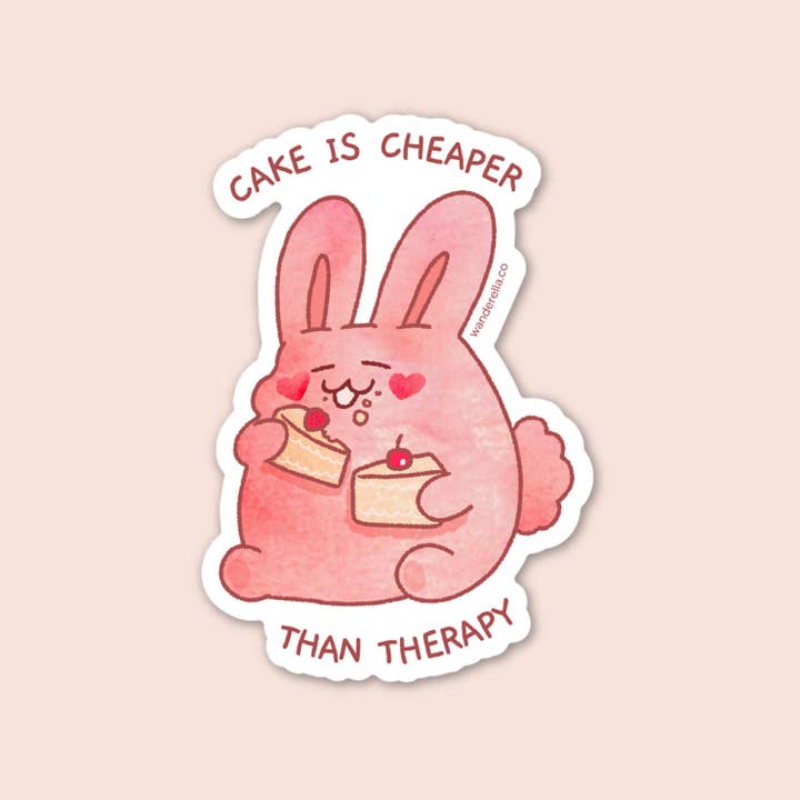Cake is Better Than Therapy Sticker for wholesale by Wanderella