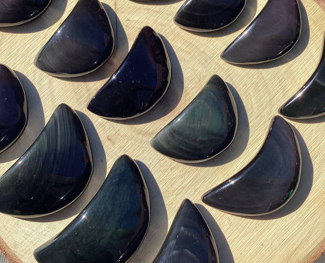 Moon River Designs - Wholesale Spiritual Stone/Crystal - Rainbow Obsidian Crystal Moons Bulk Lot0