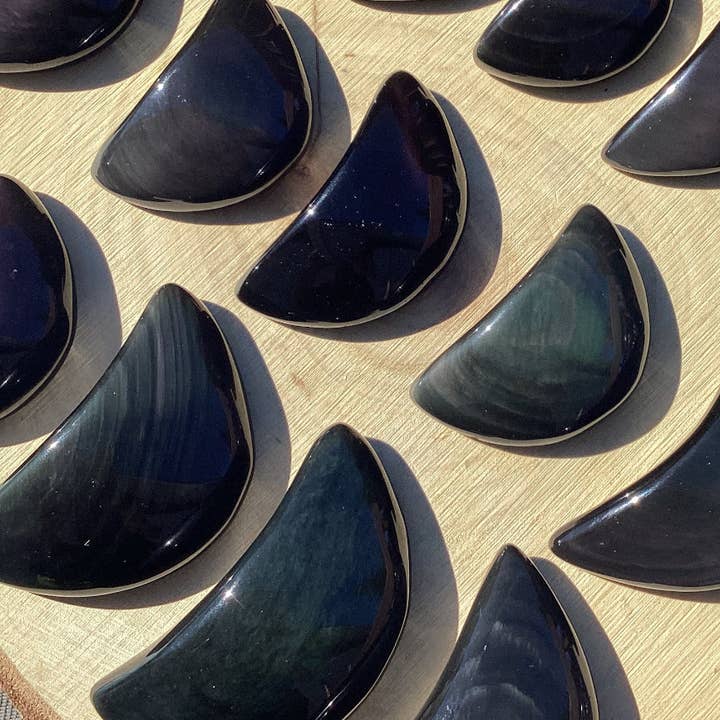 Moon River Designs - Wholesale Spiritual Stone/Crystal - Rainbow Obsidian Crystal Moons Bulk Lot0