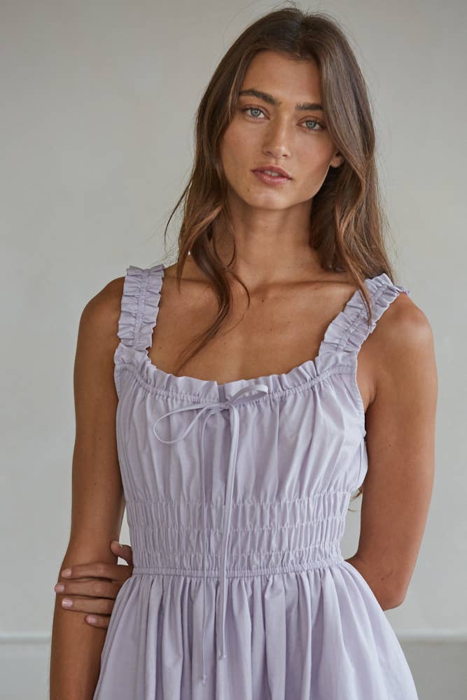 By Together - Wholesale Jurk - Dames - L7988 | Geweven Katoen Nylon Sweetheart Hals Mouwloze Jurk7