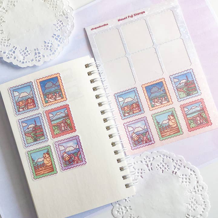 Chupadoodles - Wholesale Sticker - Japan Mount Fuji Stamps Sticker Sheet - Starry Finish1