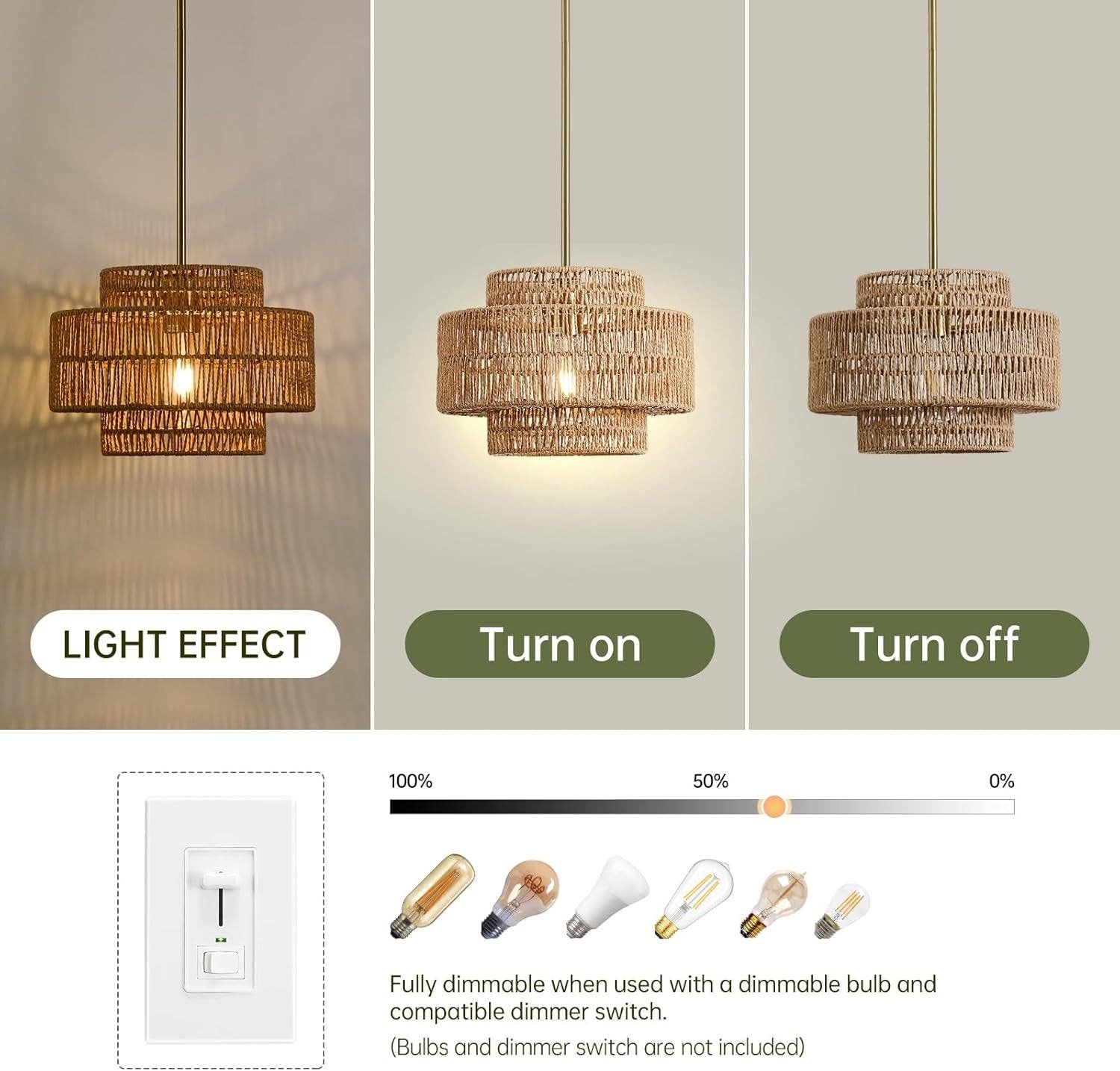 ShipItFurniture - Wholesale Chandelier/Hanging Light - Boho Rattan Chandelier Handwoven Pendant Light Natural3