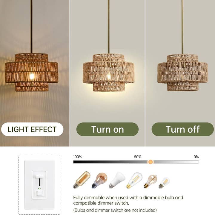 ShipItFurniture - Wholesale Chandelier/Hanging Light - Boho Rattan Chandelier Handwoven Pendant Light Natural3