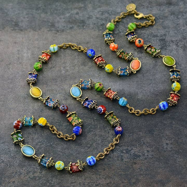 Collier chaîne bonbon en verre Millefiori pour la vente par Sweet Romance Jewelry