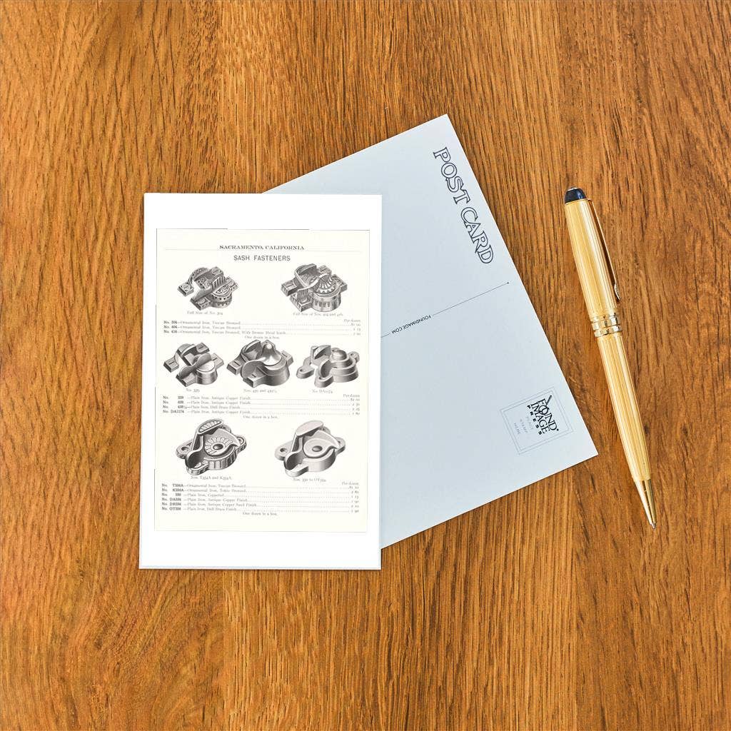 Found Image Press – wholesale Postcard – Postcard HD-64 Sash Fastners1
