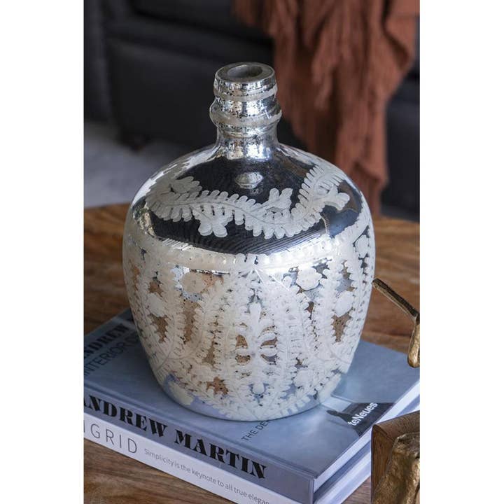 HomeRoots - Wholesale Vase - 10" Silver Speckle Glass Table Vase4