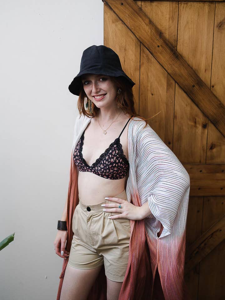 Leto Accessories - Wholesale Bralette - Women's - Ditsy Floral Mesh Lace Trim Bralette7