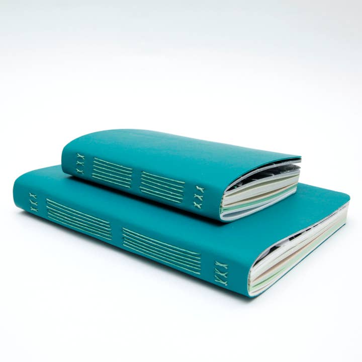 Teal Handsewn Notebook with Assorted Paper for wholesale by Original Brooks