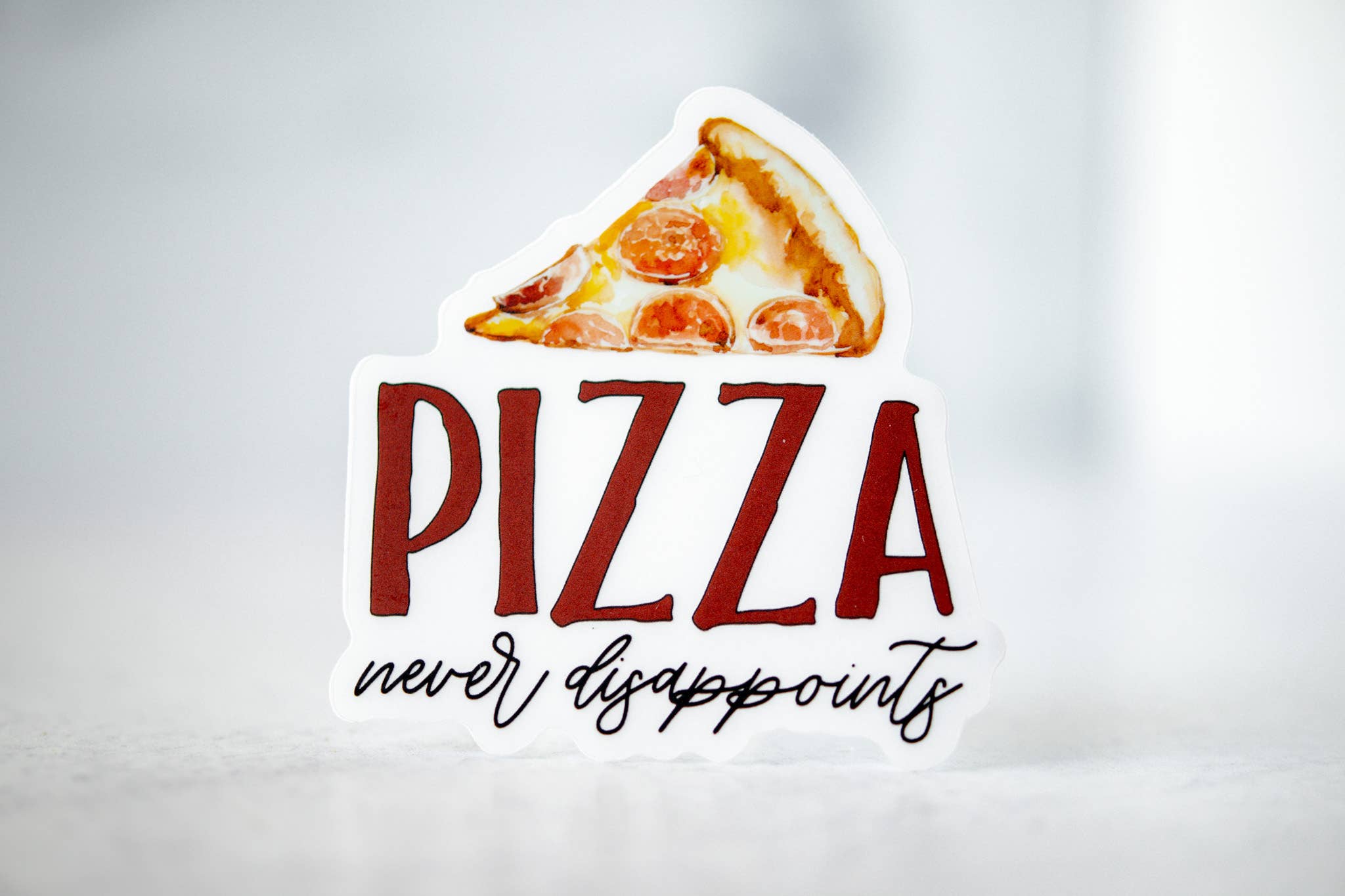 Savannah and James Co - Wholesale Sticker - Pizza Never Disappoints, Vinyl Sticker, 3x3 in.3