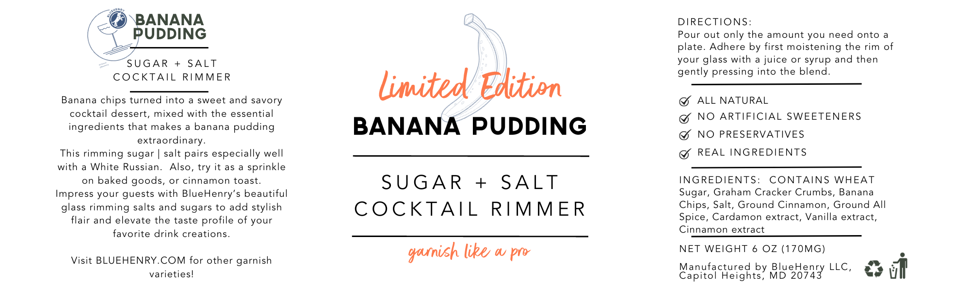 BlueHenry LLC - Wholesale Salt - Banana Pudding Glass Rimming Sugar/Salt2