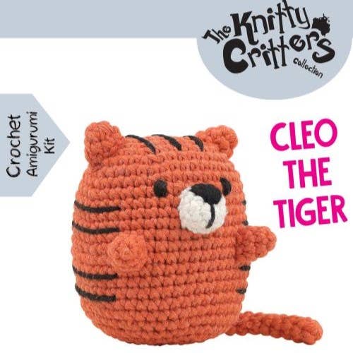 Creative World of Crafts – Engroshandel DIY-sysæt – Knitty Critters - Pouch Pals - Cleo The Tiger hæklesæt