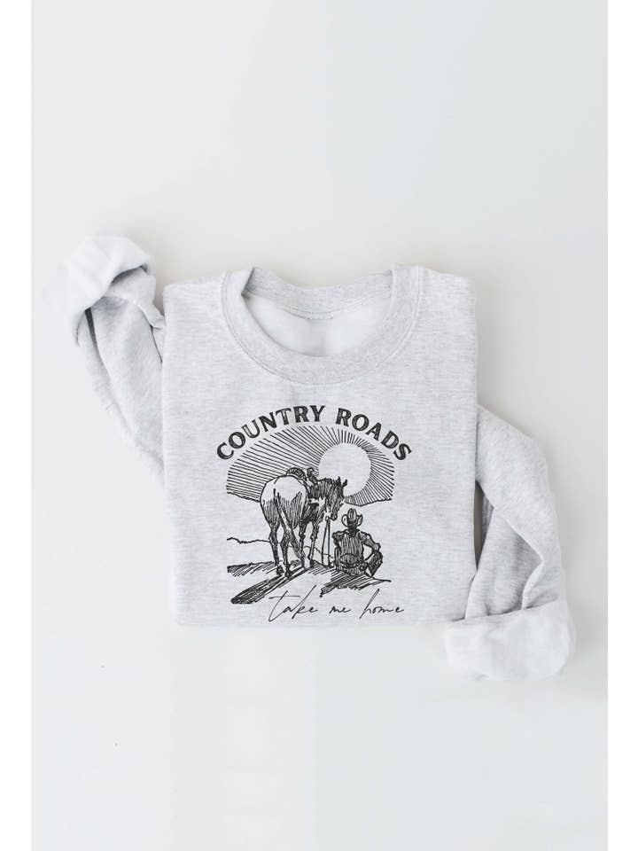 OAT COLLECTIVE - Wholesale Graphic Sweatshirt - Women's - COUNTRY ROADS TAKE ME HOME Graphic Sweatshirt1