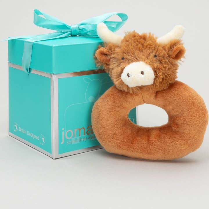 Jomanda Soft Toys & Accessories - Wholesale Stuffed/Plush Toy - Kids & Baby - Horny Highland Brown Cow Baby Plush Rattle - 10CM