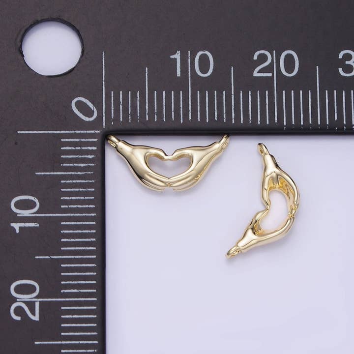 Aim Eternal - Wholesale Individual charm/pendant - 14K Gold Filled Heart Charm Hand Gesture Charm Connector | G2732