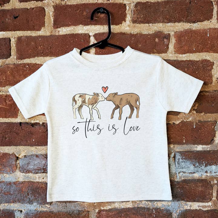 Barefoot Baby - Wholesale Screen Printed T-Shirt - Kids - Valentine's Day Cow Clothing Country Western Kids Clothing