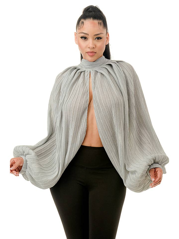 Ariel USA - Wholesale Blouse - Women's - Voluminous Balloon Sleeve Blouse3