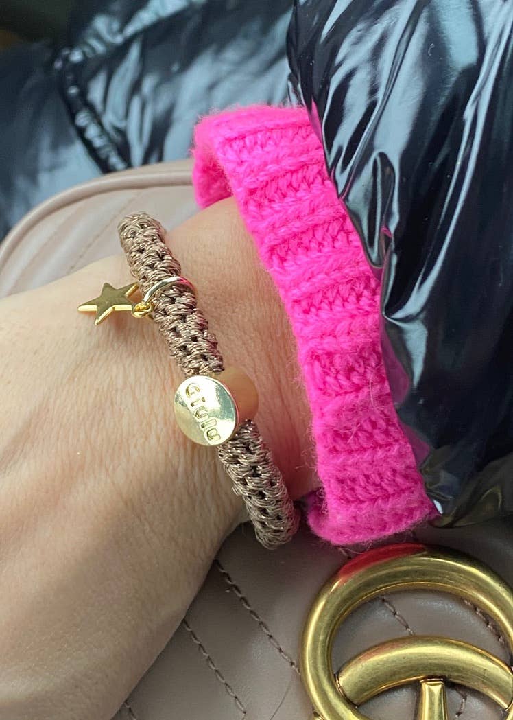 Giulu - Wholesale Hair Tie - Hair tie with silver in neon orange2