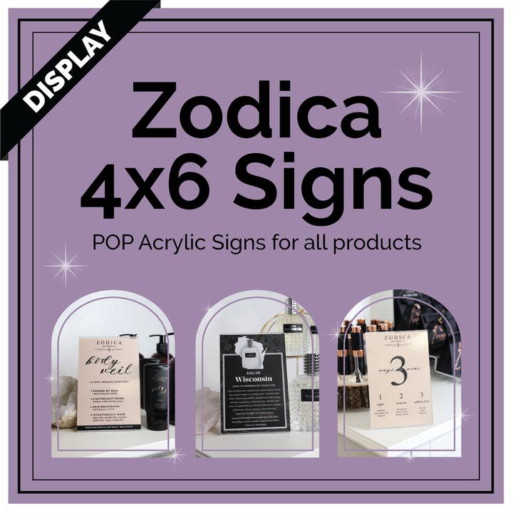 4x6 POP Display Signs for wholesale by Zodica Perfumery