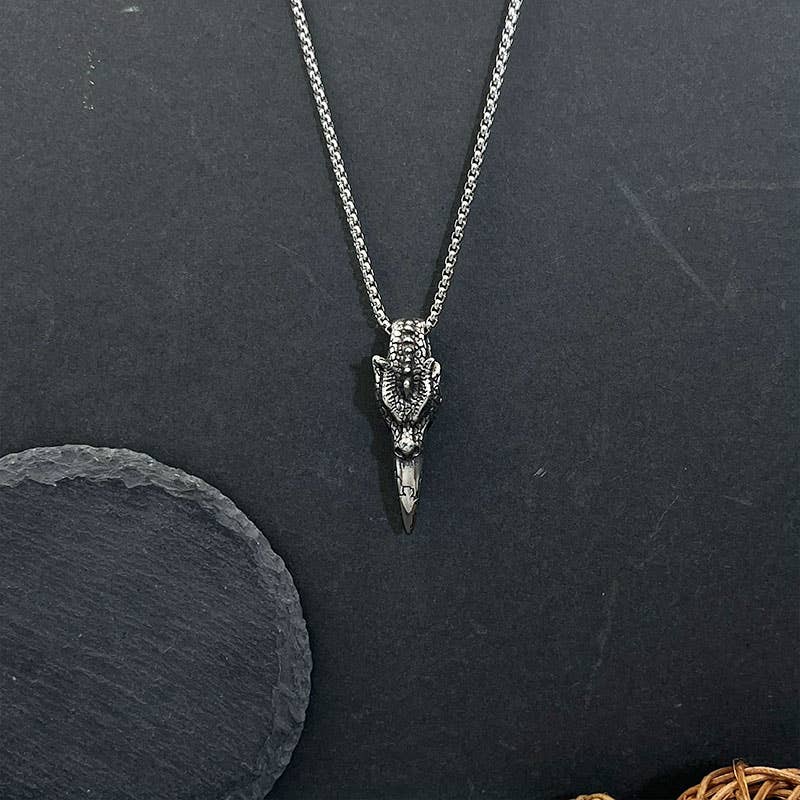 GemMeet – wholesale Pendant/charm necklace – Vintage Dragon Head Knife Pendant Necklace for Men3