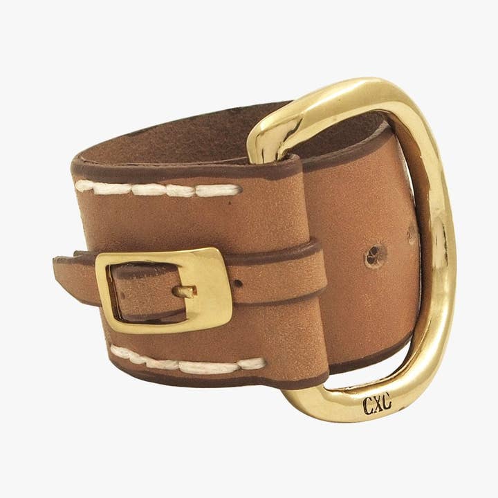 Forgyldt armbånd med vegetabilsk garvet læder Canto Matado for engroshandel hos CXC