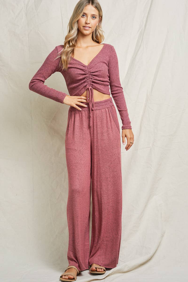 lalamia - Wholesale Top & Pant Set (NOT Loungewear) - Women's - MST28113-MAUVE1