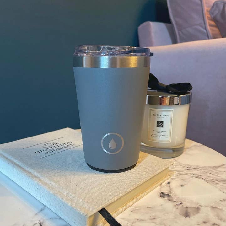 Purified - Vente Gourde/bouteille isotherme - Tasse à café réutilisable | Tasse de voyage | 12 oz/340 ml | gris3