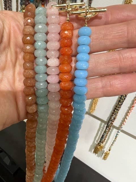 Sonya Renee Jewelry - Wholesale Beaded/Pearl Necklace - Candice Necklace - faceted and smooth gemstone roundels29