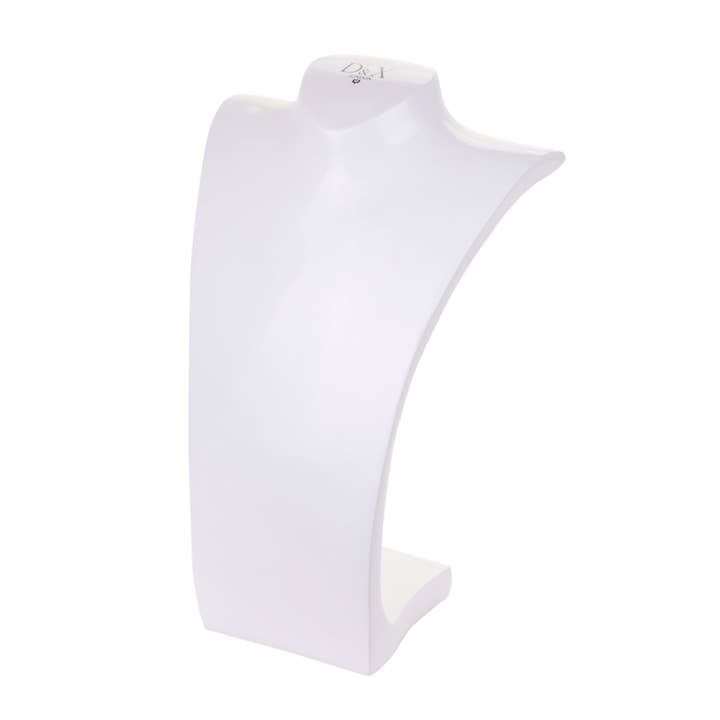 Busto espositivo per collana in resina bianca con logo D&X, grande per la vendita all'ingrosso da parte di D&X Ltd