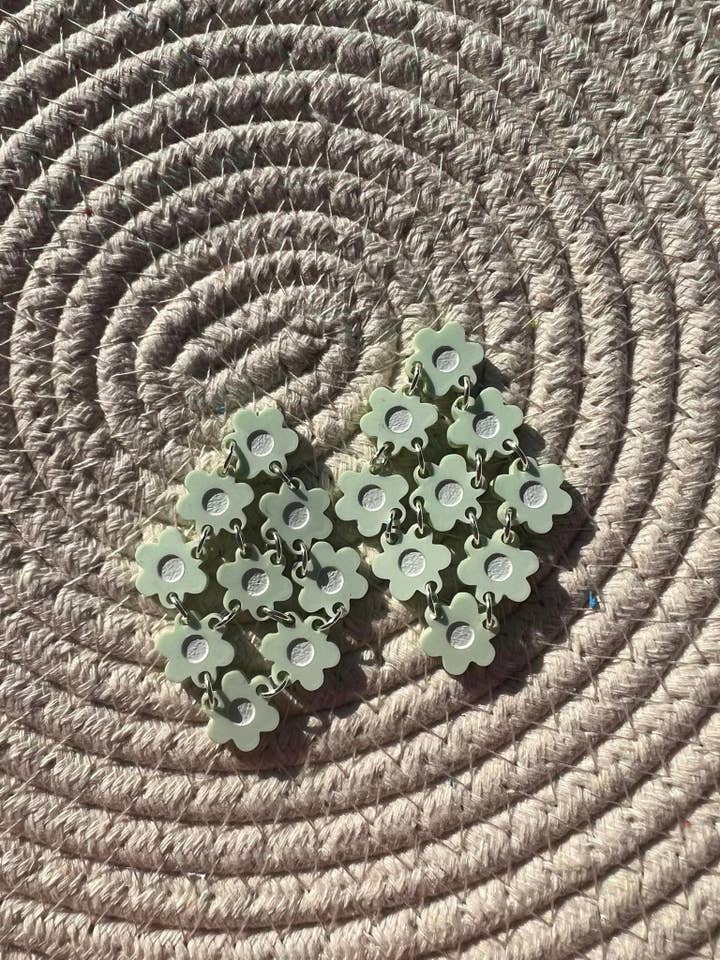 Green Field of Daisies Acrylic Earrings for wholesale by Watch Me Bloom